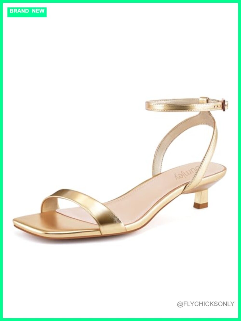 Kitten Heels Ankle Strap Open Toe Low Heel Sandals
